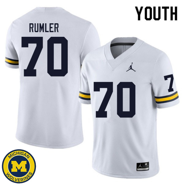 Youth Michigan Wolverines #70 Nolan Rumler White Fashion Football Jersey